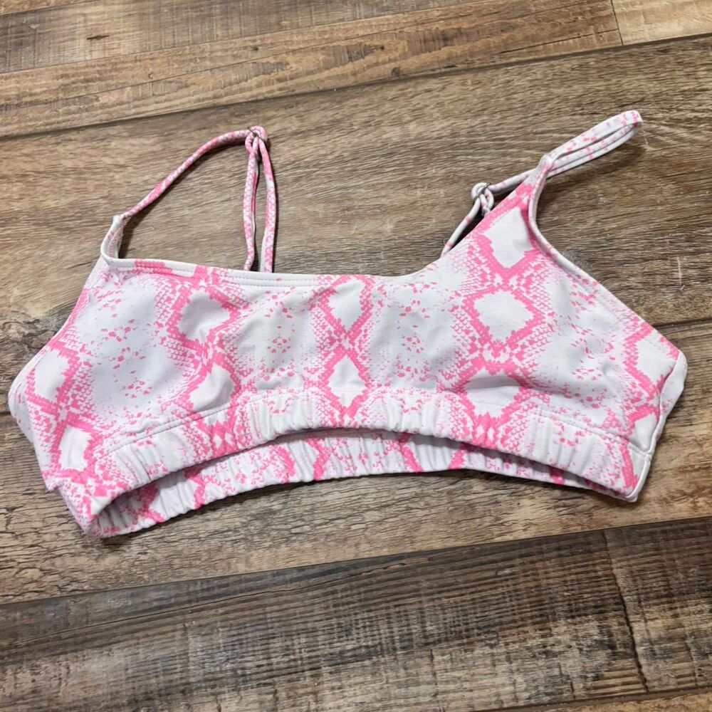 SHEIN Snakeskin Hot Pink Medium White Swimwear Women's Beach Pool Bikini Top